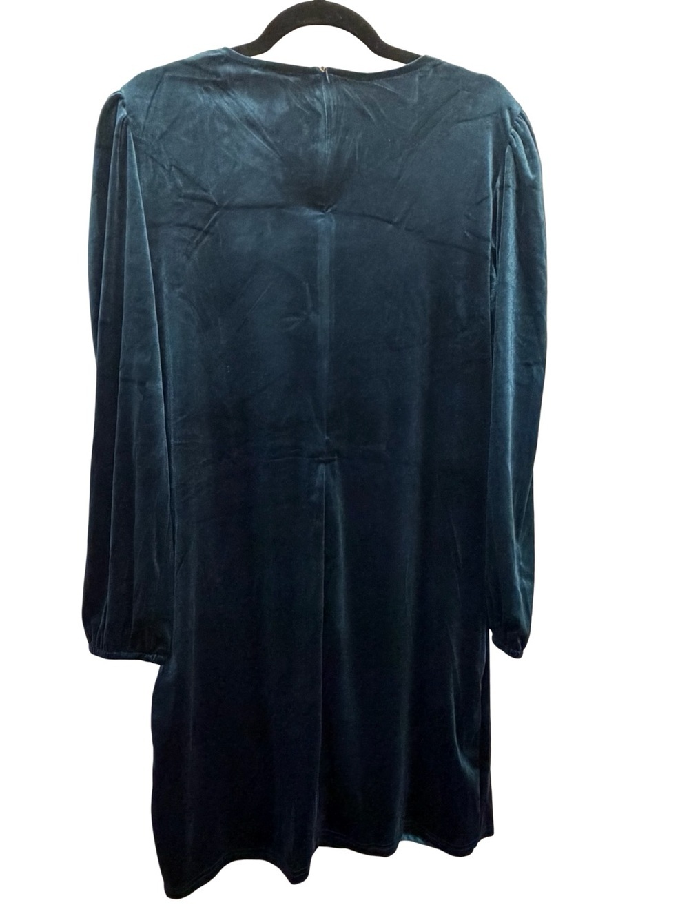 Teal Blue Velvet Ruched Long Sleeve Dress Women’s Large Sz L Brand Serra - Picture 4 of 11
